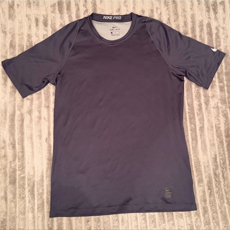Men’s Nike Pro Dri-FIT Short Sleeve Compression Shirt Size Large Charcoal Gray gallery