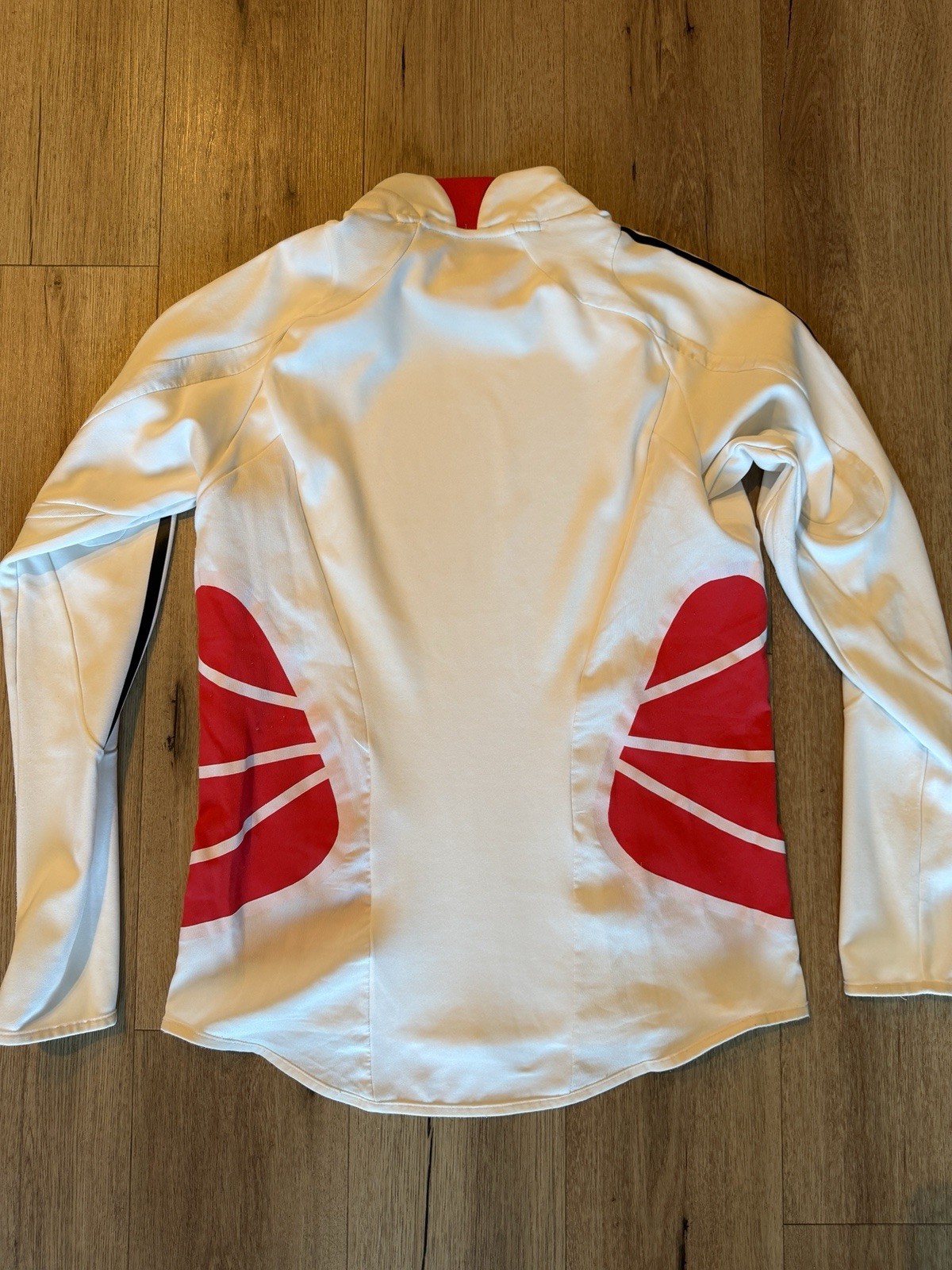 adidas Men's White Red Mock Neck Long Sleeve Activewear Top Size M Polyester gallery