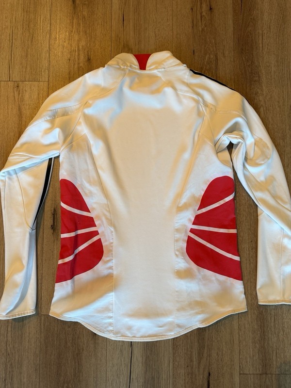 adidas Men's White Red Mock Neck Long Sleeve Activewear Top Size M Polyester gallery