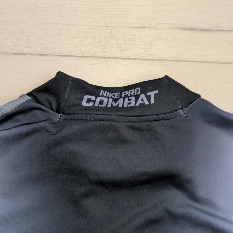Nike Pro Combat Hyperwarm Dri-Fit Compression Shirt Mens XL Black Grey Mock Neck gallery