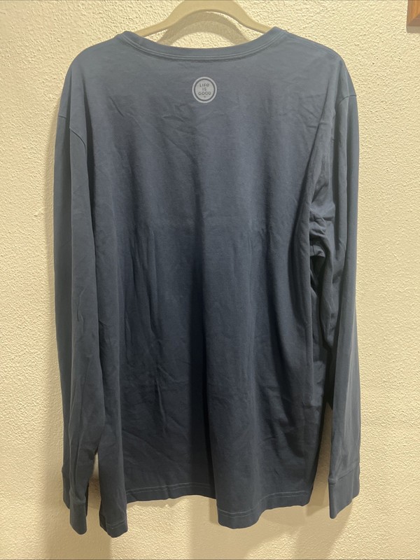 Life is Good Long Sleeve Sports Mens Night Out TShirt Blue Sz X Large Cool Tee gallery