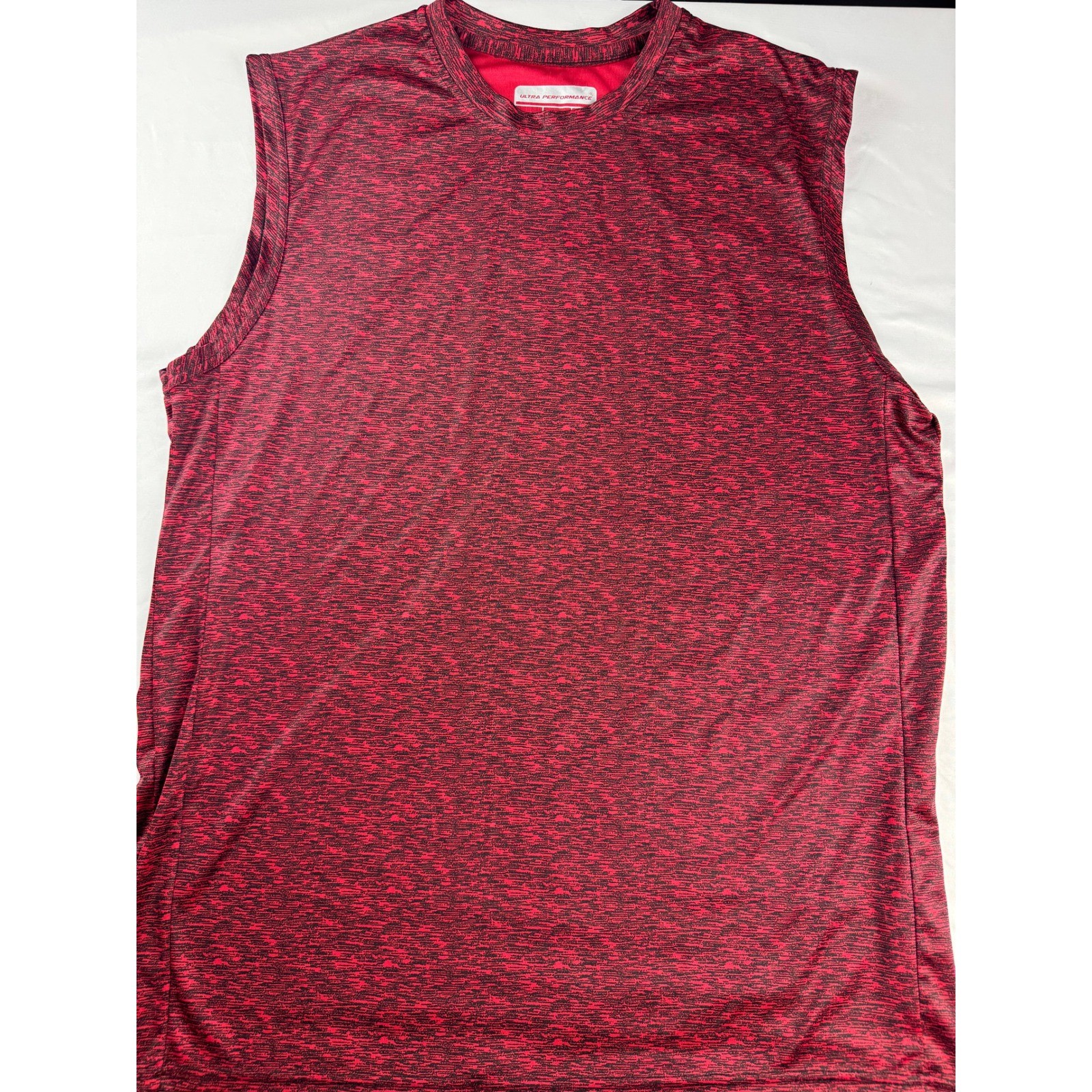 Ultra Performance Mens 2XL Sleeveless Muscle Shirt Red Black Space Dye Heather gallery