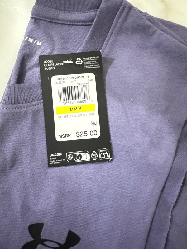 NWT Men’s Size M Under Armour Left Chest Cut Off Tank Top Shirt 1329286-520 $25 gallery
