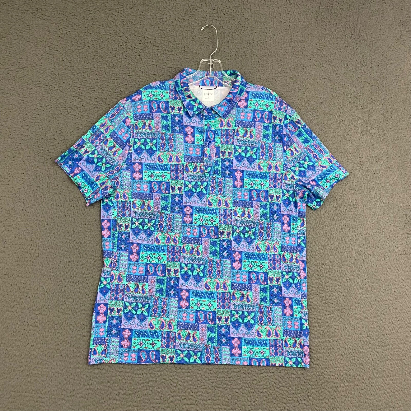 J.CREW Performance Polo Shirt Mens Large Colorful CoolMax Golf Preppy Casual Dad gallery