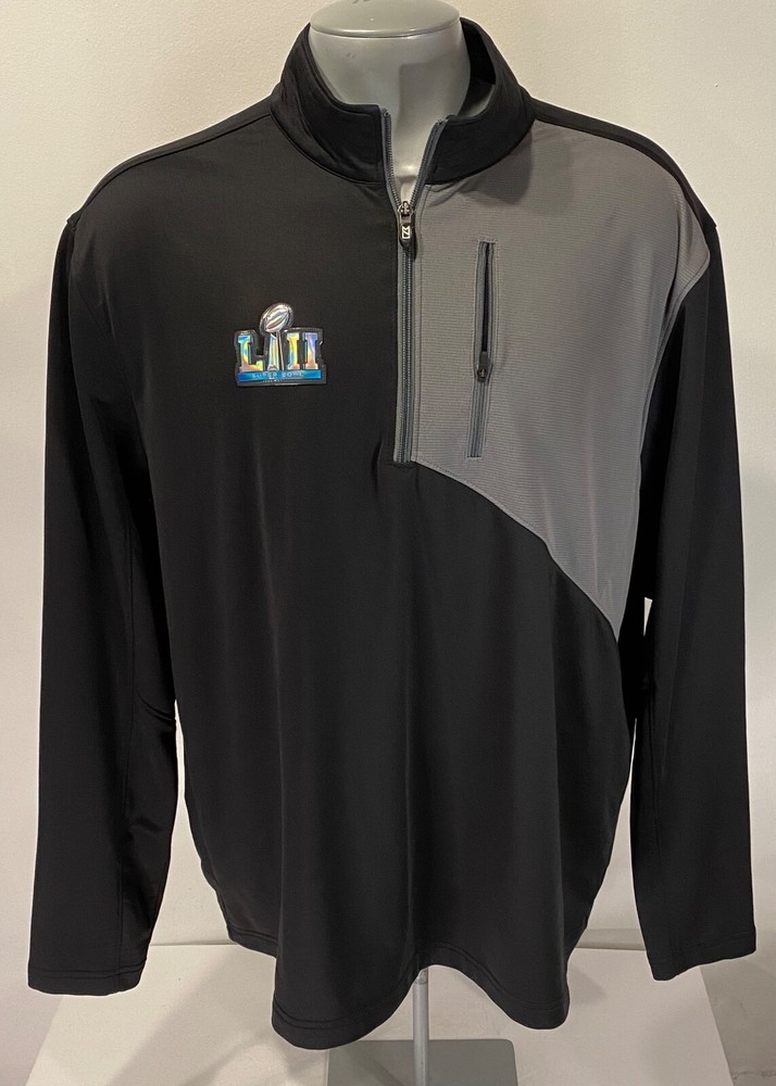Cutter & Buck XXL CB DryTec 1/4 Zip Pullover Super Bowl VII Black Gray Shirt