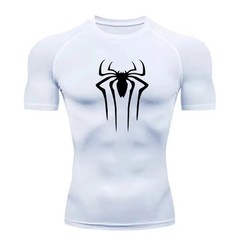 Spider Printed Compression T Shirt Men Elastic Training Gym Fitness Workout