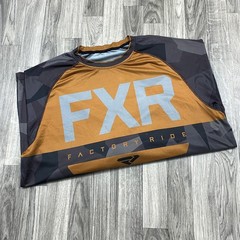 FXR Factory Ride Graphic Print Black/Brown Motocross Fishing Shirt Men’s Size XL