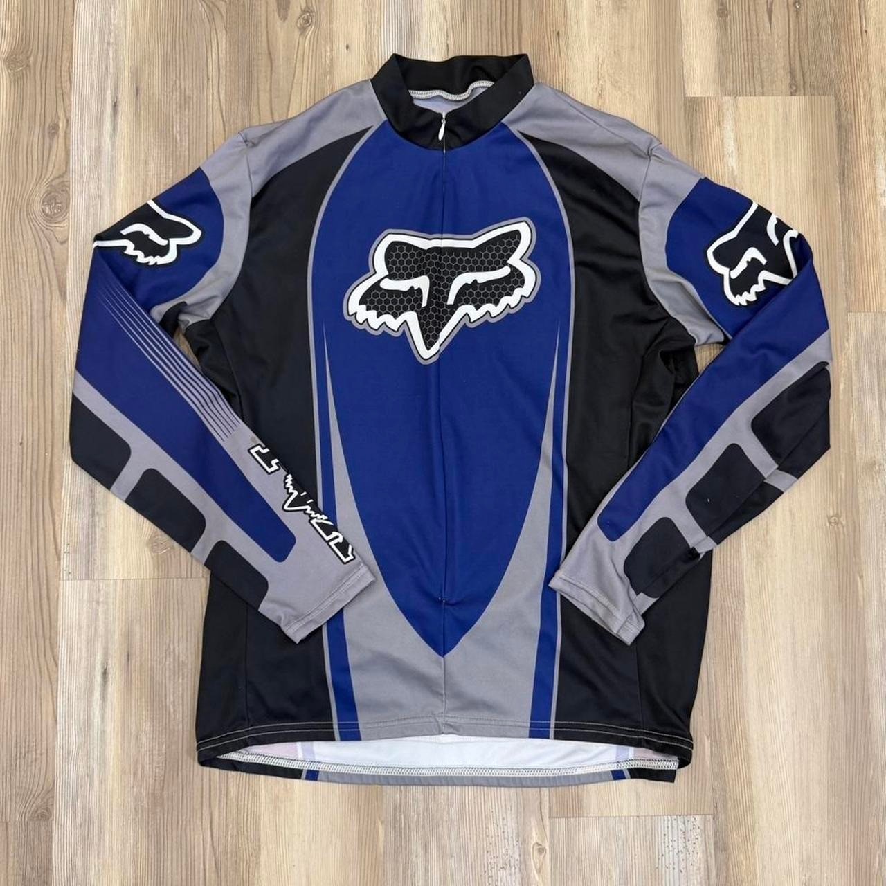 Fox Racing blue, black, and gray motocross cycling Jersey zip up gallery