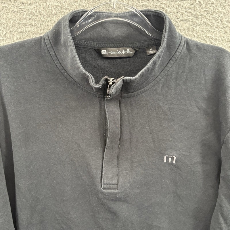 Travis Mathew Pullover Mens Extra Large Black Cloud Quarter Zip Long Sleeve Golf gallery