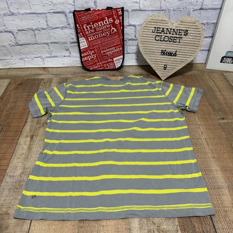 Lululemon Gray Neon Yellow Performance Mens SS T Shirt Size L gallery