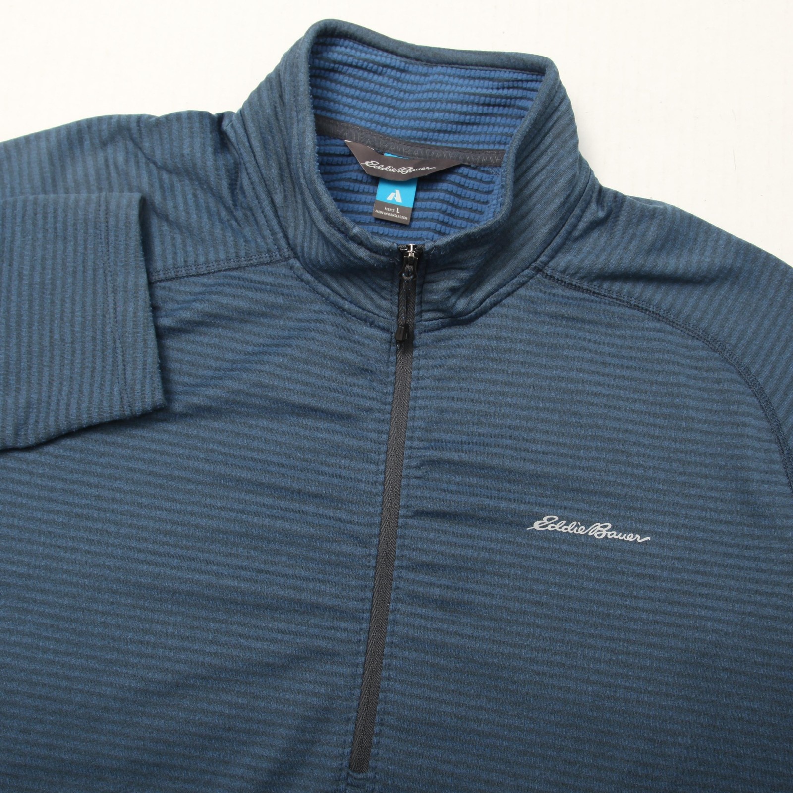 Eddie Bauer Sweater Mens Large Blue First Ascent Quarter Zip Pullover Thumbholes gallery