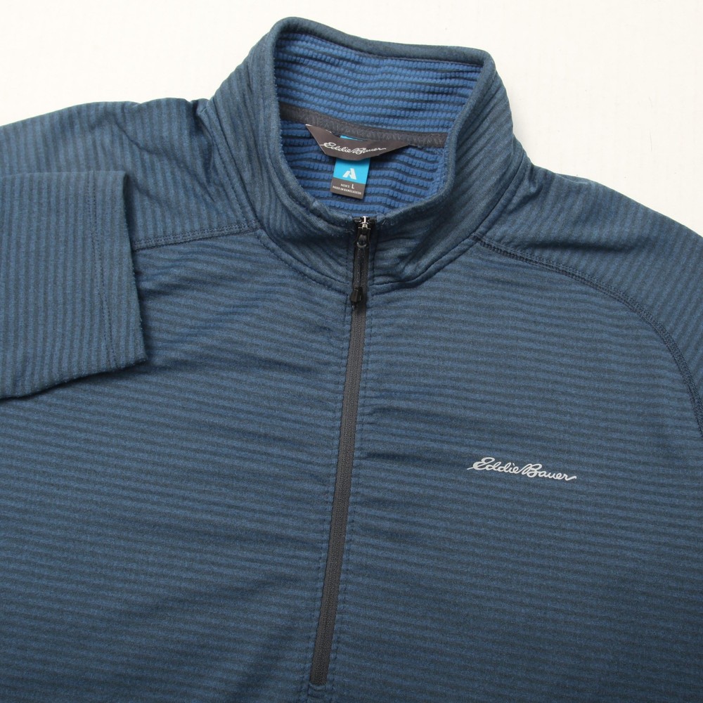 Eddie Bauer Sweater Mens Large Blue First Ascent Quarter Zip Pullover Thumbholes