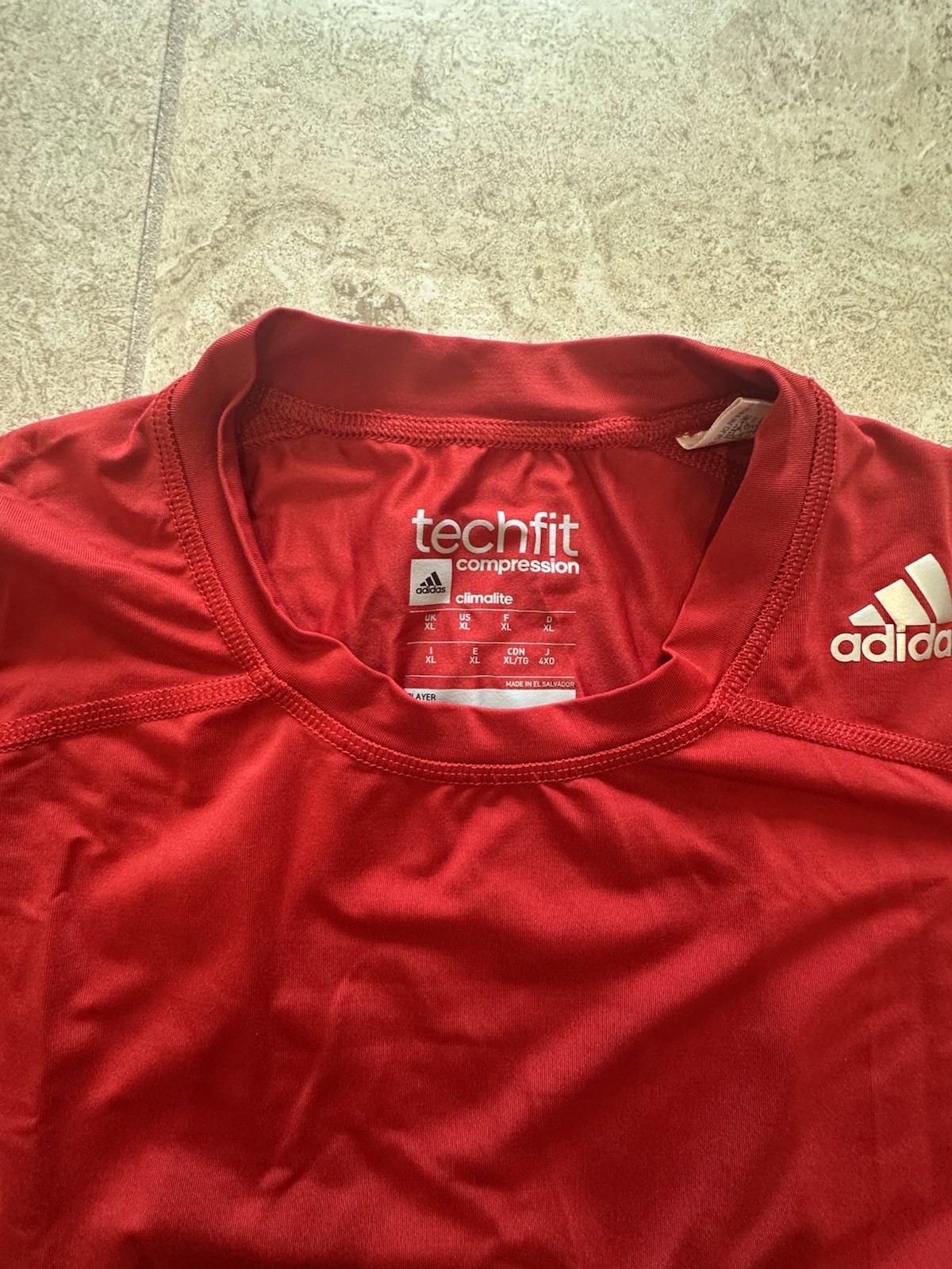 adidas Techfit Compression Long Sleeve Crew Neck Pullover Shirt Red Men's XL gallery