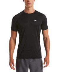 Nike Swim Men’s Solid Short-Sleeve Hydroguard Swim Shirt Black Dri-FIT