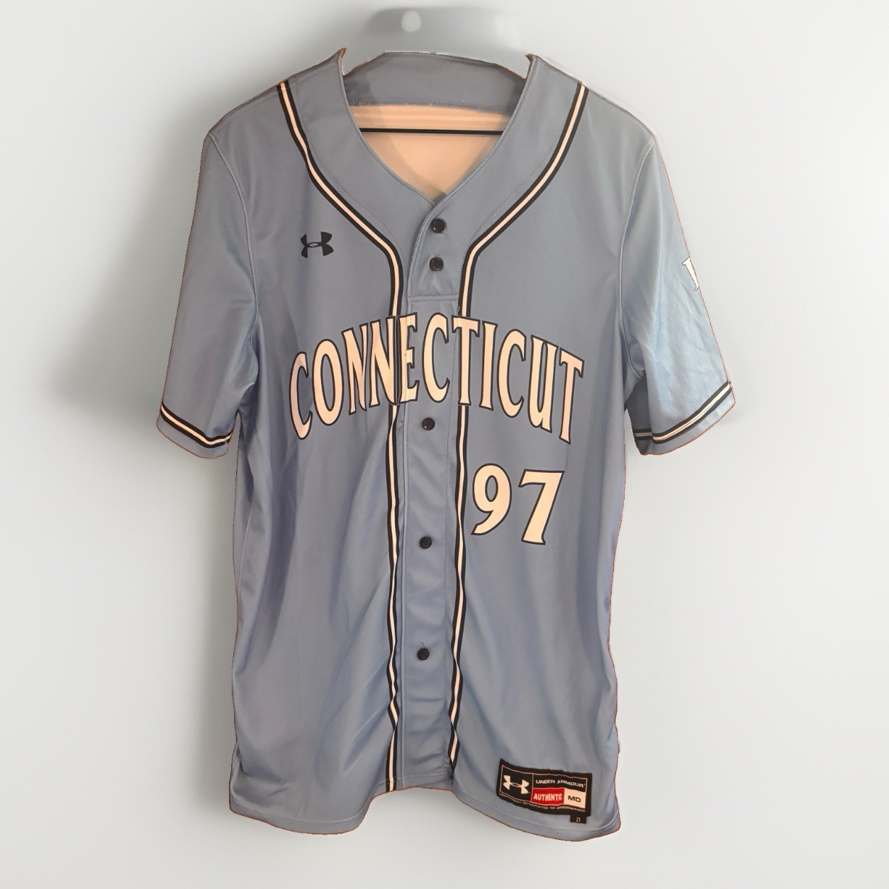 Under Armour Connecticut Rage #97 Baseball Jersey Men’s MD Blue Button Front USA gallery