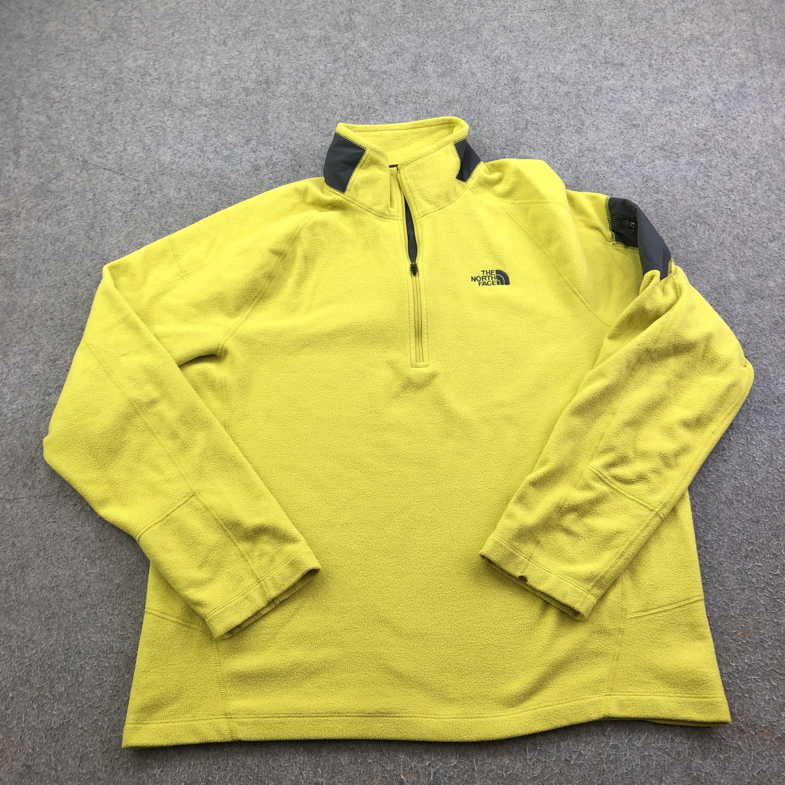 The North Face Pullover Mens Large Yellow 1/4 Zip Long Sleeve Fleece Top Hiking gallery