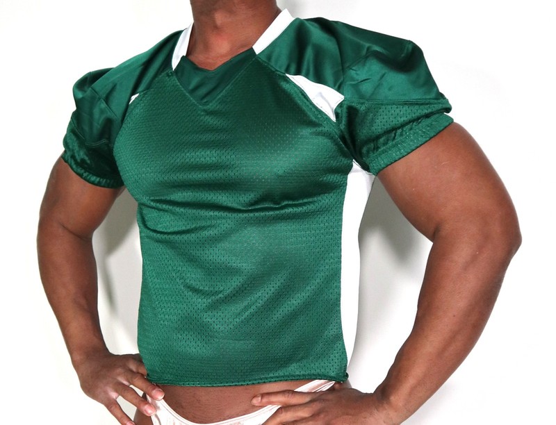 MEN'S DARK GREEN MESH FOOTBALL SHIRT (CUT HEM) MEDIUM gallery