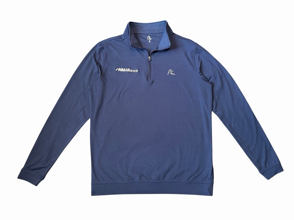 Rhoback Blue Performance Q Zip Long Sleeve Pullover Mens Small **Company Logo**