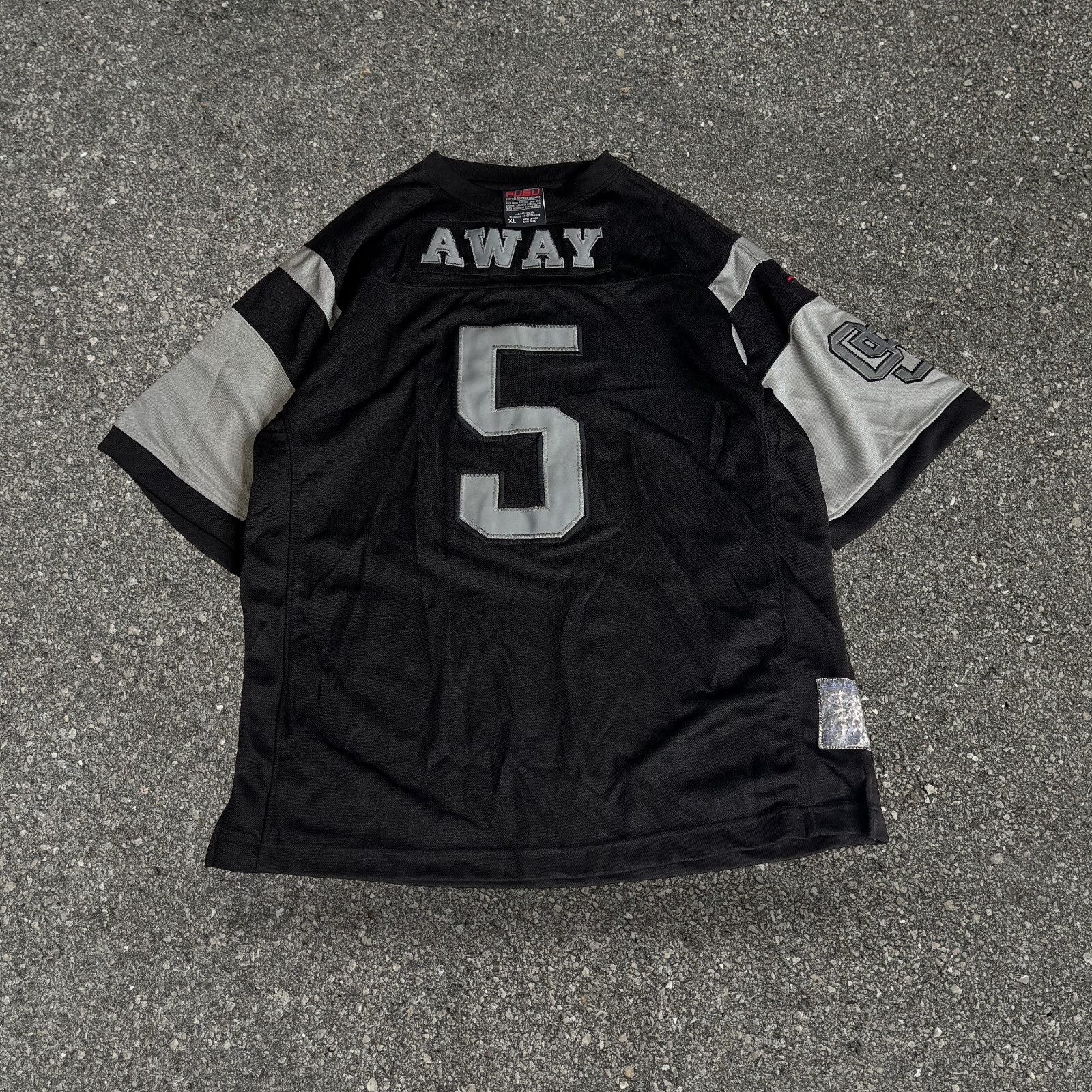 Vintage FUBU #5 AWAY Stitched Black & Silver Football Jersey Men gallery