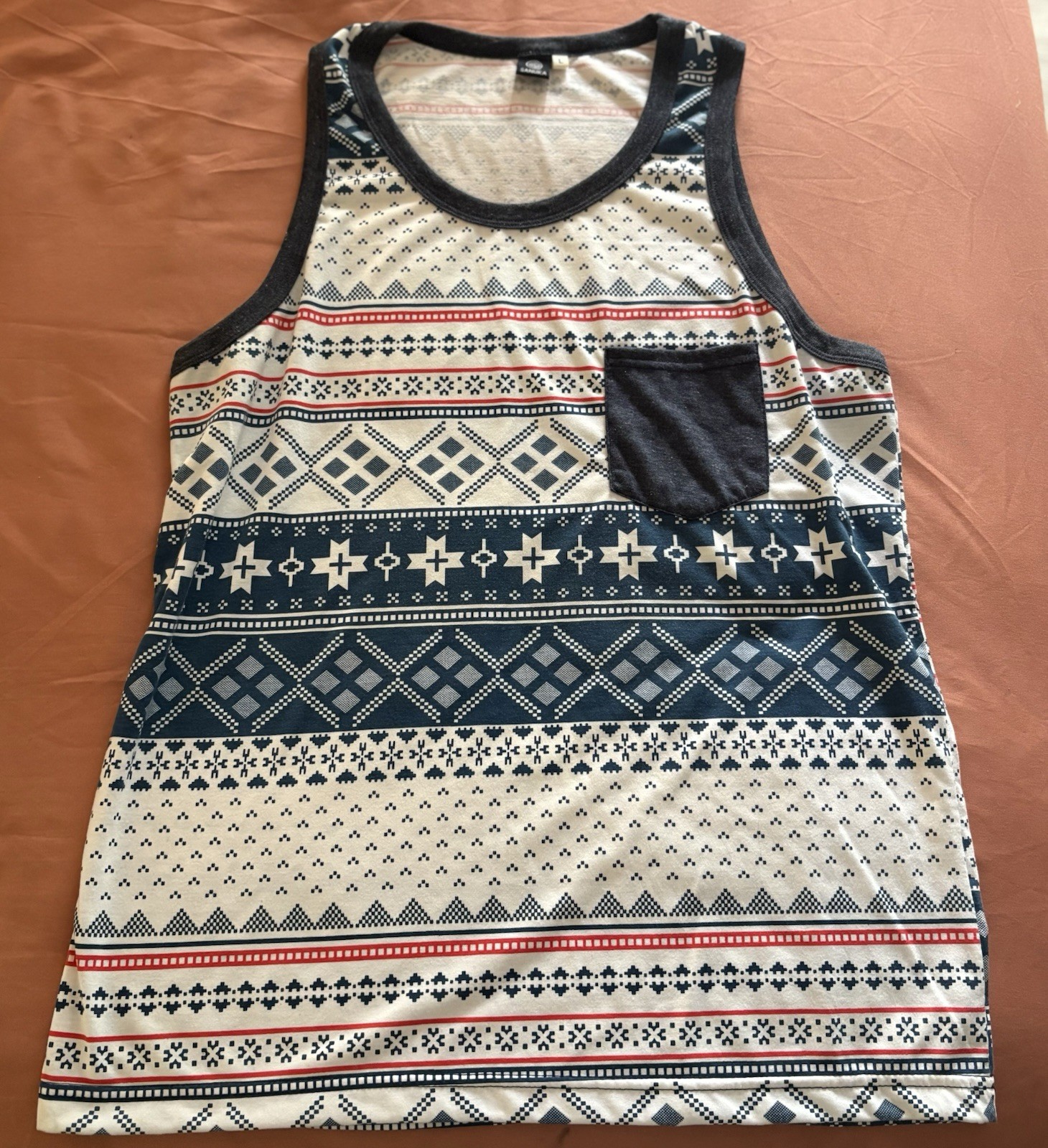 SANUKA Men’s Patterned Pocket Tank Top. Casual. New.NWT.Large.SALE gallery