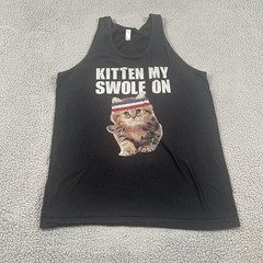 Tank Top Mens Medium Black Graphic Kitten My Swole On Funny Cat Gym Workout
