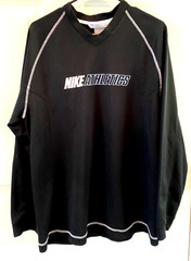 Men’s Nike V Neck Pullover Long Sleeve Black/Blue Performance Top LG SUPER NICE!