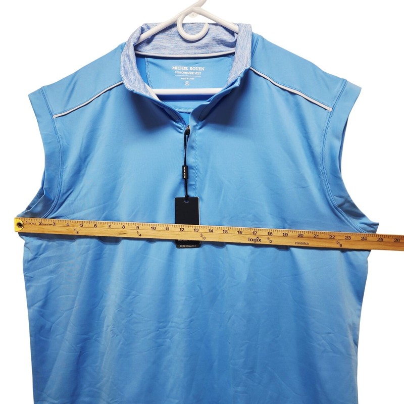 Michel Rouen Mens Size XL Light Blue Performance Vest Zip Neck Activewear gallery