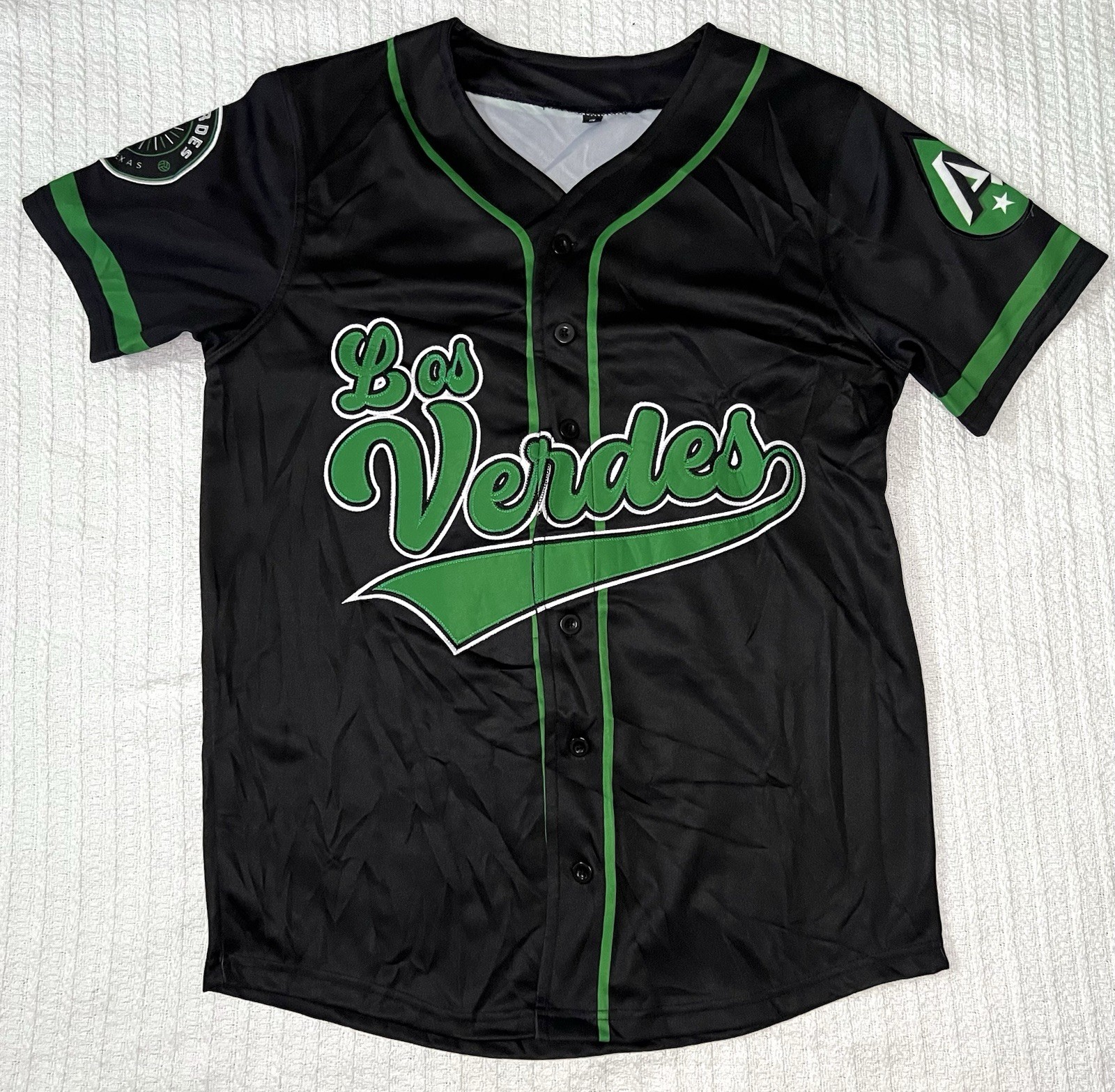 Los Verdes Listos 99 Austin FC Baseball Jersey SM/MD 20” X 28” Black Green gallery
