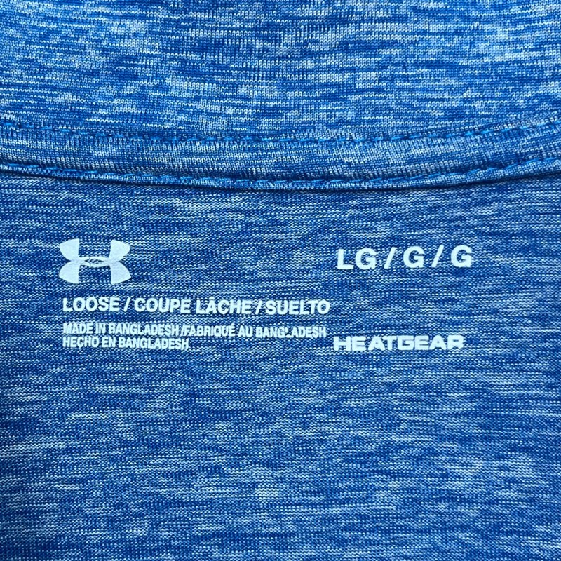 Under Armour Pullover Mens Large Blue Heathered Quarter Zip HeatGear Loose EUC gallery