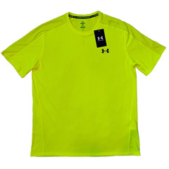 NWT M Under Armour UA Tech Breeze Neon Yellow Active Gym Workout Tee T-Shirt NEW