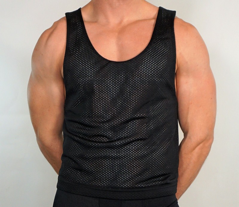 MEN'S CHECKERED MESH REVERSIBLE TANK TOP SHIRT (SIZE SMALL) gallery