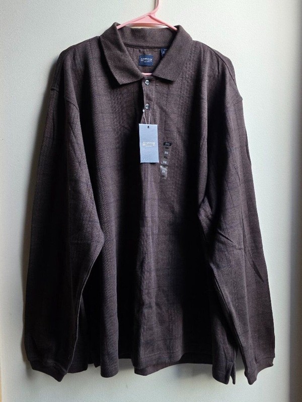 NWT Arrow Brown Half Button-Up Long Sleeve Jersey Big & Tall Size XXL gallery