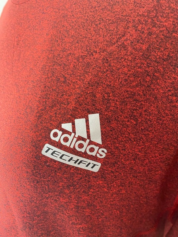 Adidas Mens XL Shirt Red and Black Speckled Climalite Tech-Fit Athletic gallery