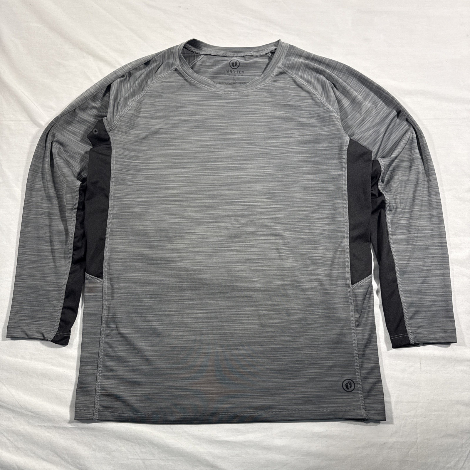 Hang Ten USA Sun UV Protection UPF + Long Sleeve T Shirt Gray Black Men’s Large gallery