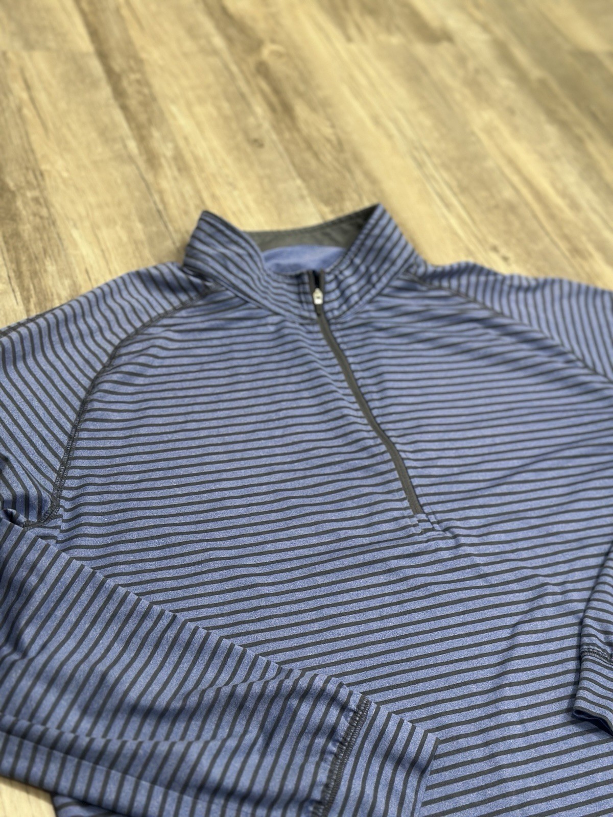 Straight Down Men’s Performance Golf 1/4 Zip Pullover Striped Blue Size XL * gallery