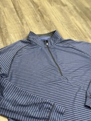 Straight Down Men’s Performance Golf 1/4 Zip Pullover Striped Blue Size XL *