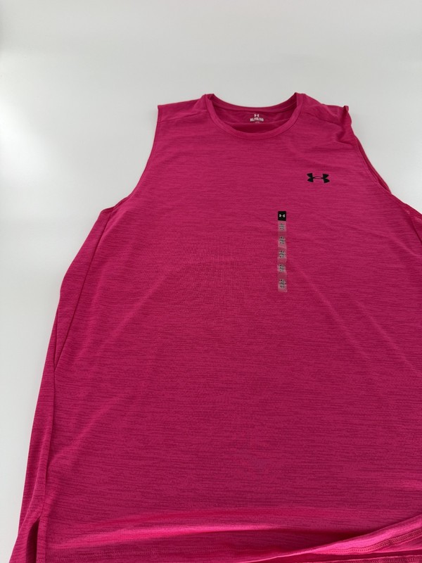 Under Armour Men Size M Fuchsia Tech Vent Sleeveless Tank Top Shirt 1384290-681 gallery