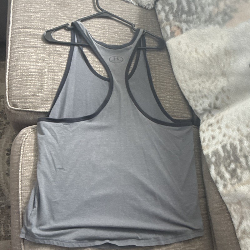 Under Armour HeatGear Men’s Racerback Tank Relaxed Fit Scoop Neck L Gray gallery