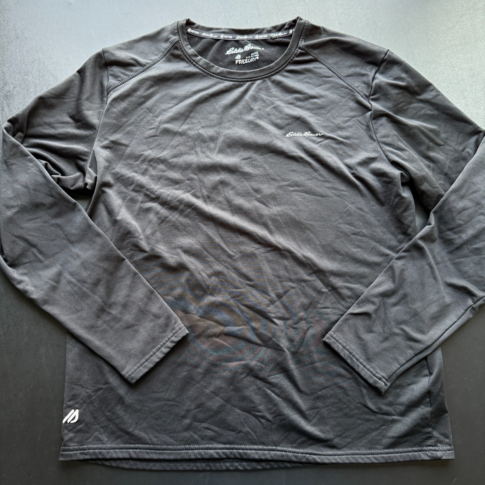 Eddie Bauer FreeDry Motion Shirt Mens L Black Performance Long Sleeve Crew Neck gallery