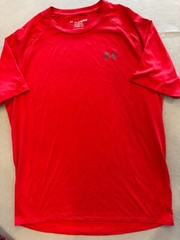 Under Armour Athletic Shirt Mens Extra Large Bright Red Active Gym Track Run