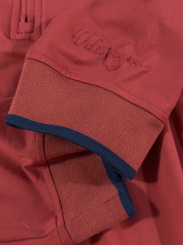 Walter Hagen 1/4 Zip Long Sleeve Pullover XL Hydroproof Golf Red w/ Navy Trim gallery