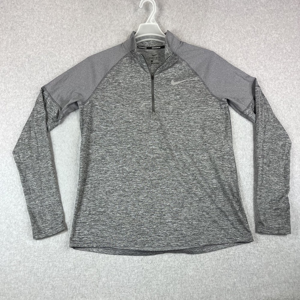 Nike Running Pullover Mens Medium Gray Element 2.0 1/4 Zip Dri-Fit Long Sleeve