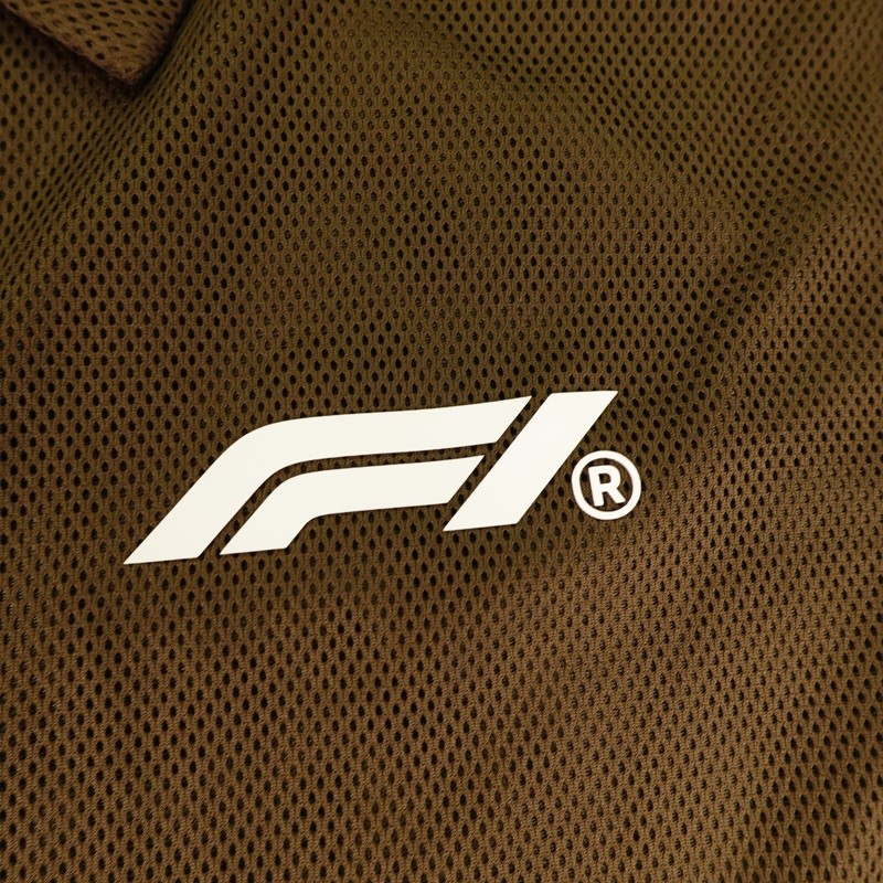 Formula 1 Shirt Mens Medium Brown White PacSun Polo F1 Zip Up Racing Grand Prix gallery