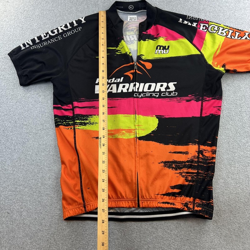 Pedal Warriors Cycling Club Jersey Shirt Mens XL Black Orange Neon Graphic gallery
