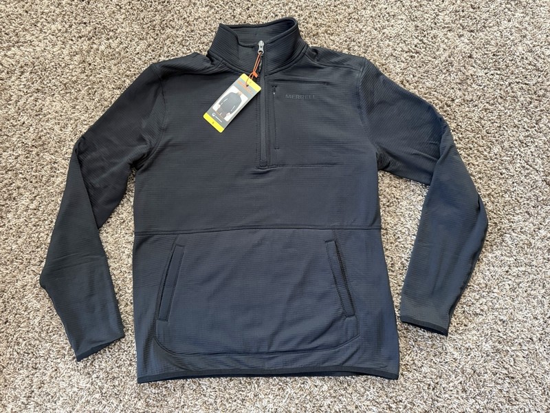 NWT Merrel Pullover Mock Neck Half Zip Black Outdoor Thermal Jacket Top gallery