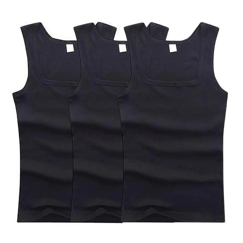 3pcs/set Four Seasons Men Tank Tops Black White Gray Singlets Sleeveless Men Ves gallery
