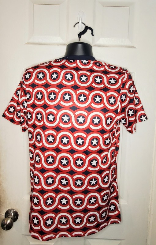 Adidas Men's Size L Slim Fit Marvel Captain America Pre Match MLS Jersey HT3237 gallery