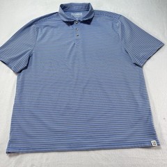 Fair Harbor Polo Shirt men’s Extra Large Blue Striped Performance Stretch Preppy