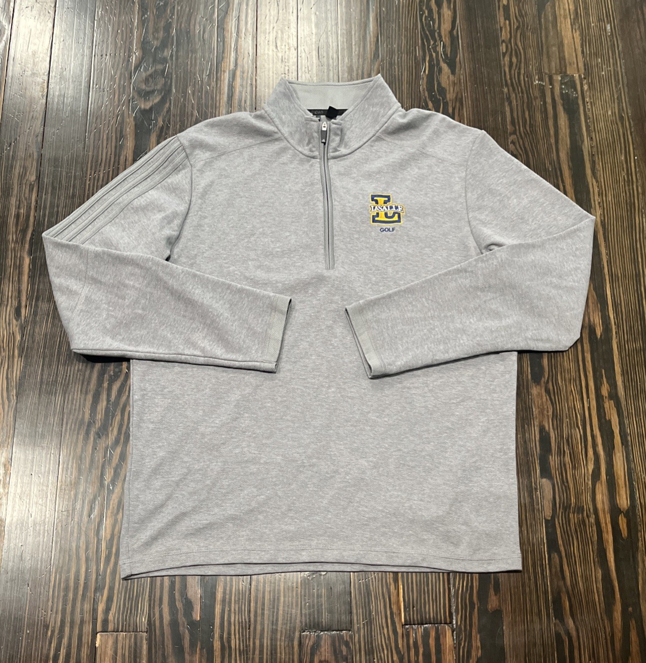 Adidas LaSalle University Golf 1/4 Zip Pullover Men’s Medium Gray Cotton Poly gallery