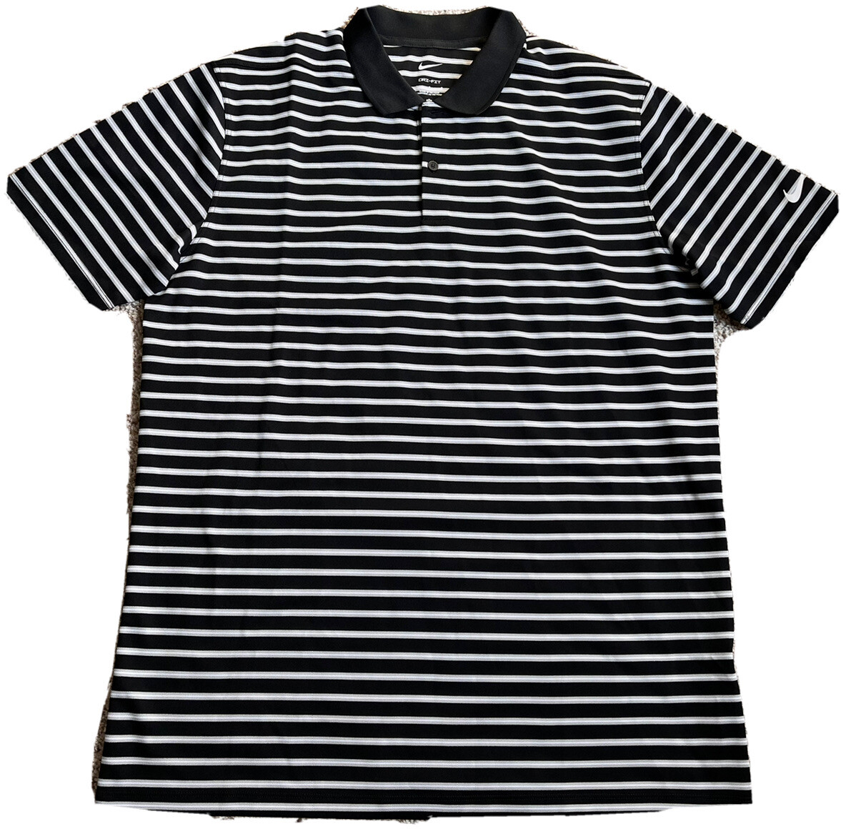 NIKE Men’s GOLF DRI-FIT VICTORY STRIPE POLO SHIRT Black Gray DH0835-010 Large gallery